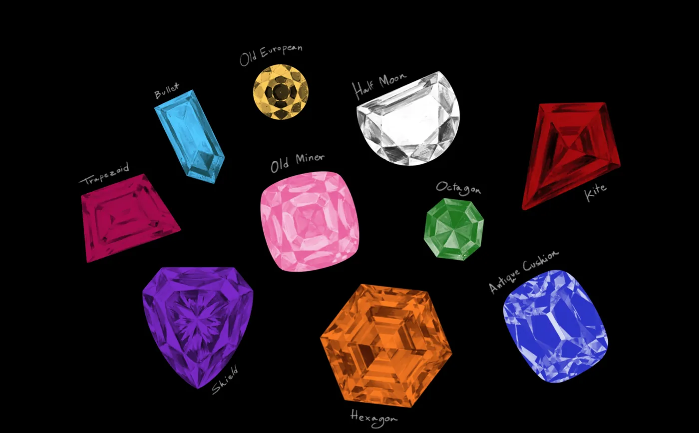 27 gemstone shape stamps