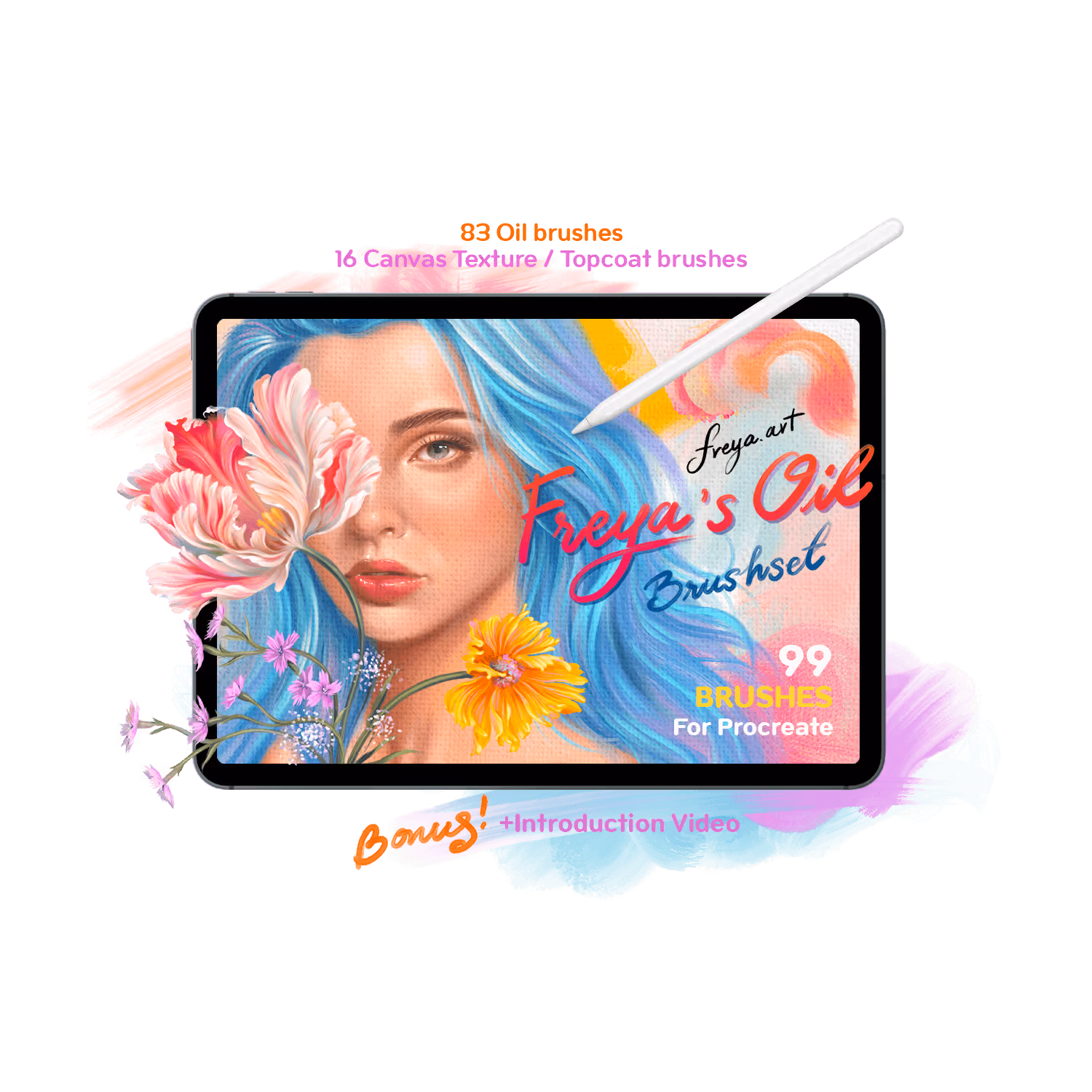 83 Brushes, 16 Canvas Textures, and a Tutorial Video