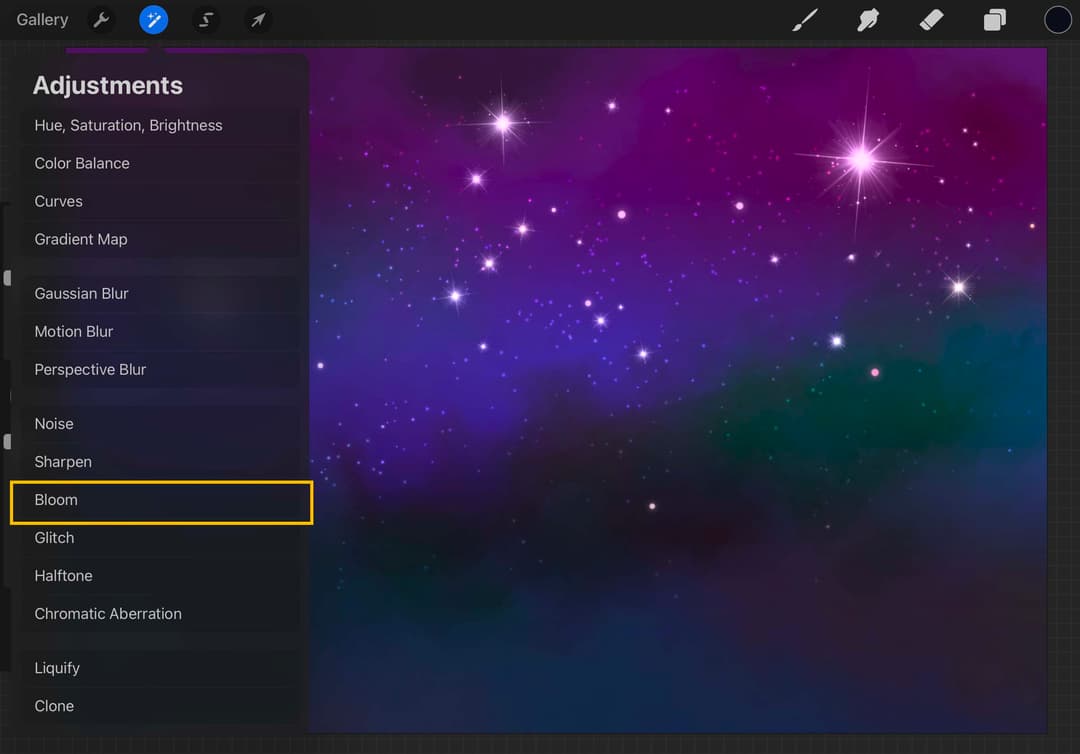 Bloom Effect in Adjustment Panel