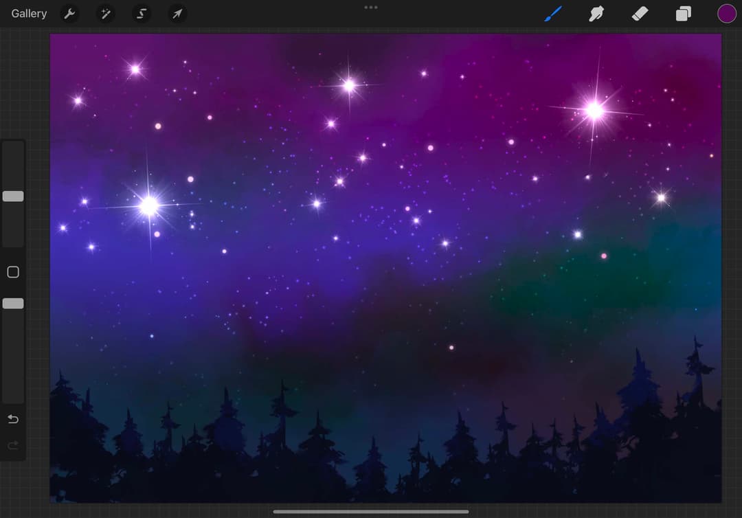 Galaxy sky with a treeline