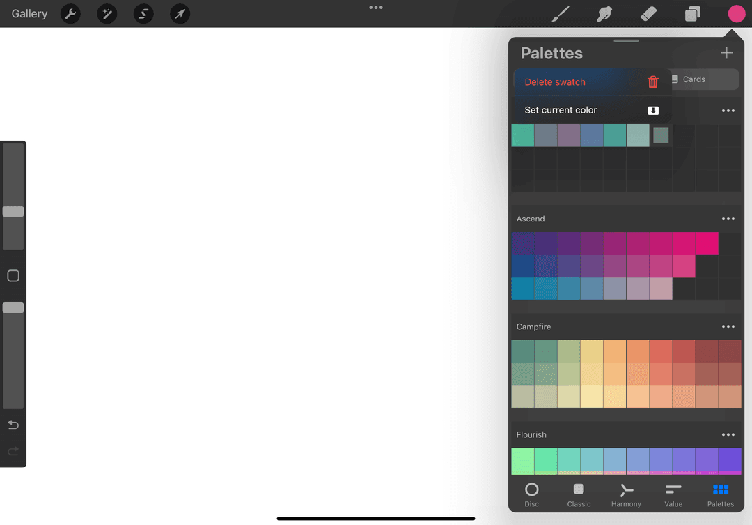 Swatch menu
