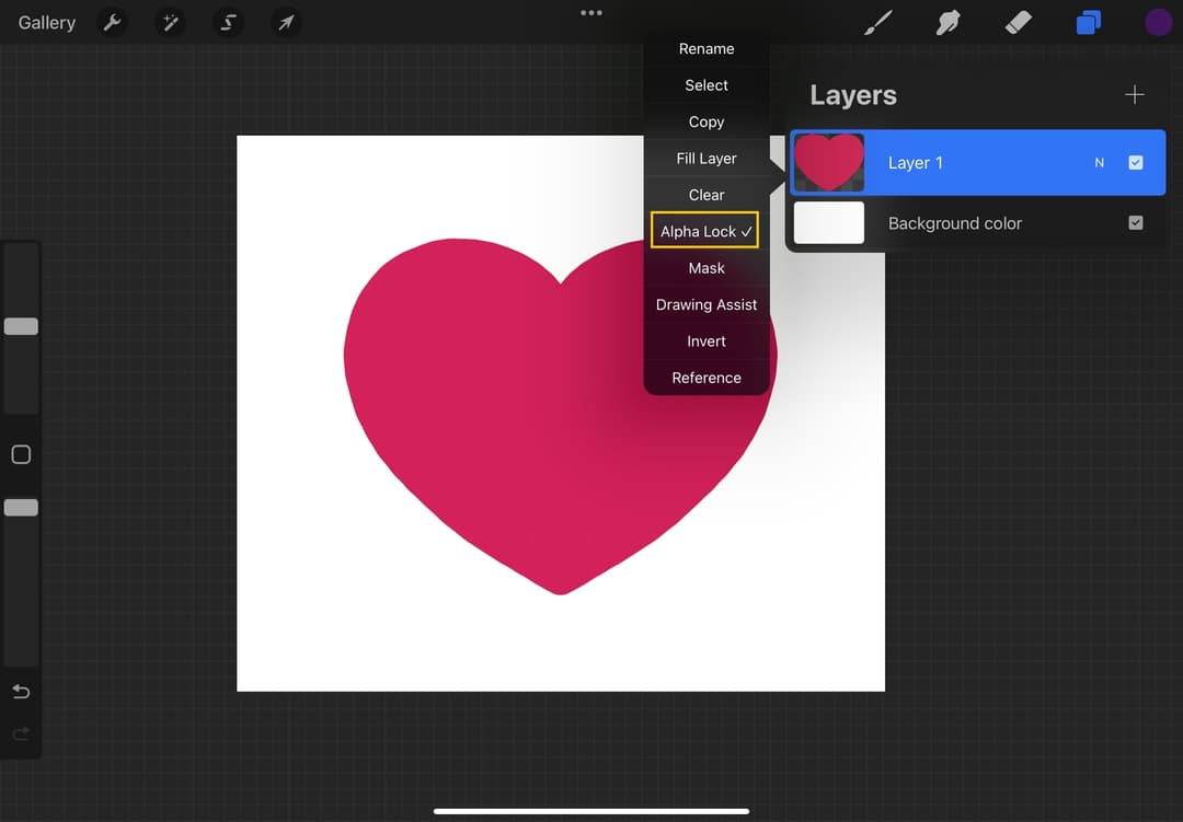 Alpha lock in Procreate