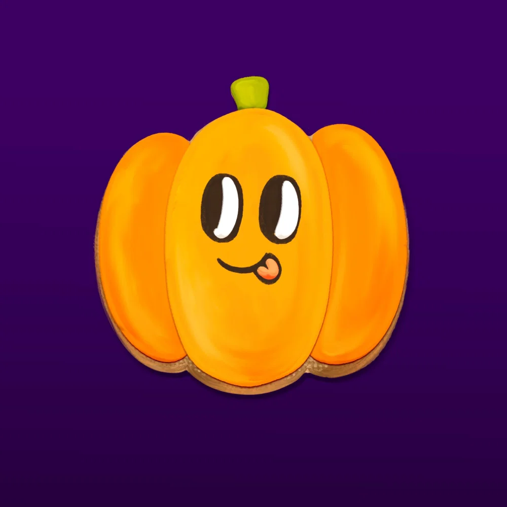 Halloween Pumpkin Cookie Decorating Tutorial in Procreate, Learn how to paint and decorate a cute pumpkin cookie for Halloween.